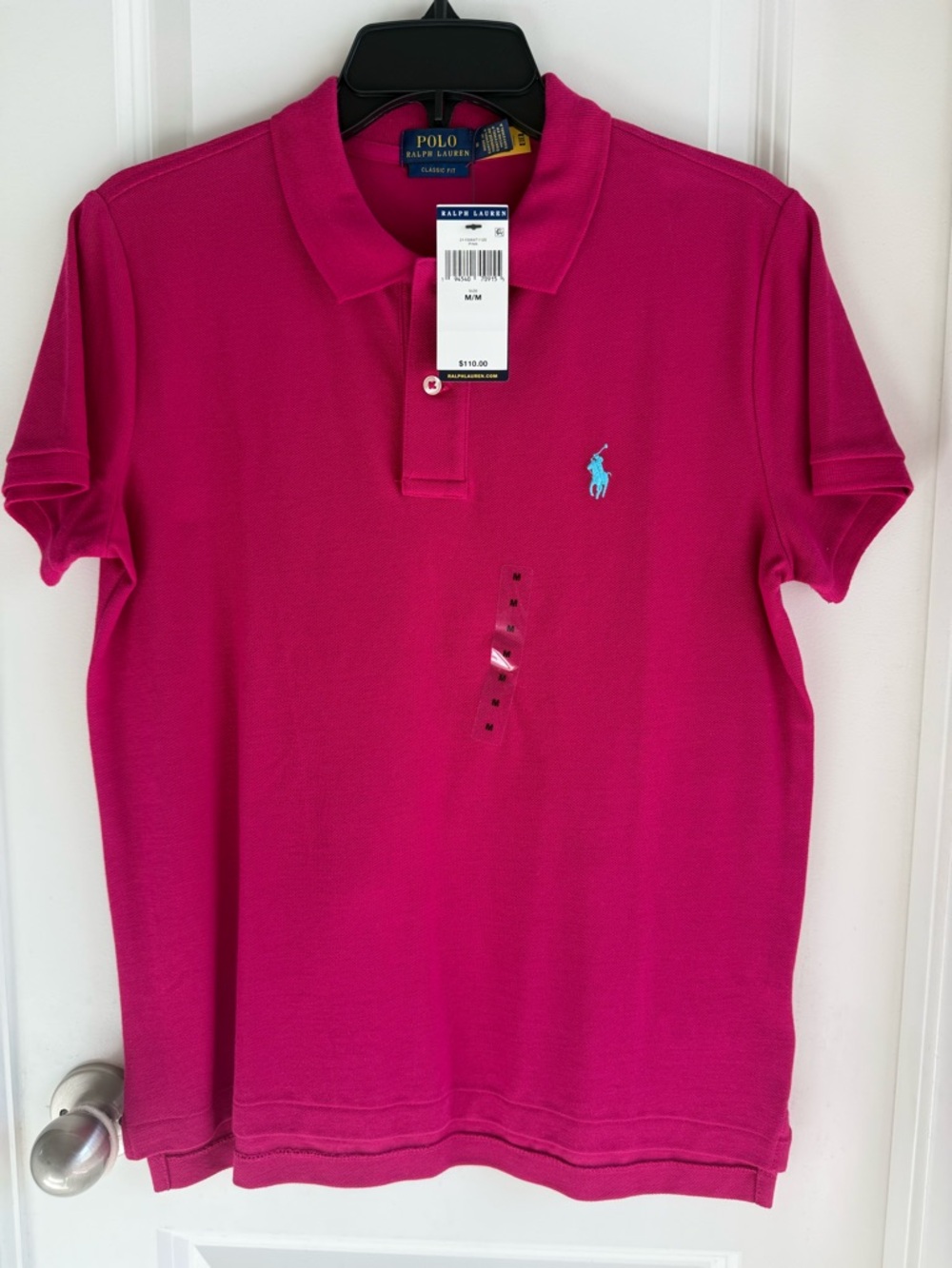 Polo by Ralph Lauren Women’s Hot Pink Polo with Light Blue Logo